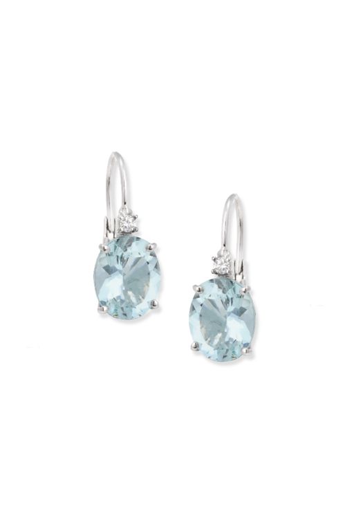 18k White Gold Aquamarine and Diamond Earrings