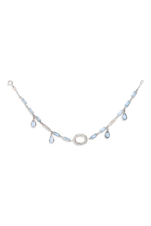 18k White Gold Aquamarine and Diamond Bracelet