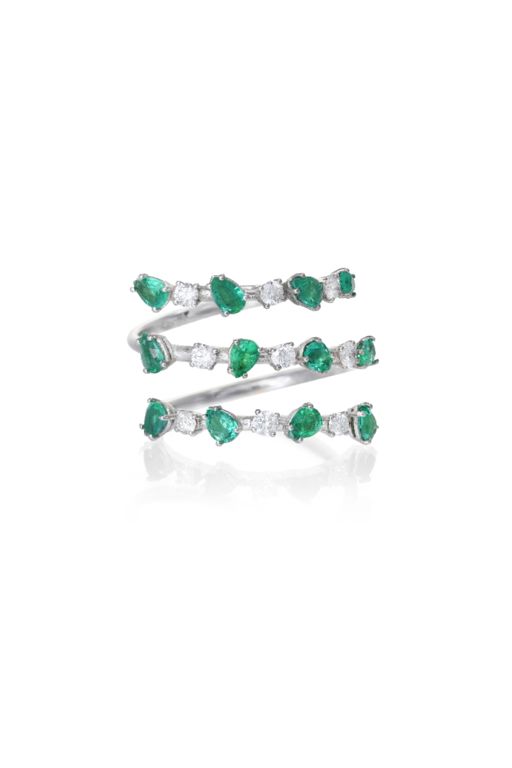 18k White Gold Emerald and Diamond Ring