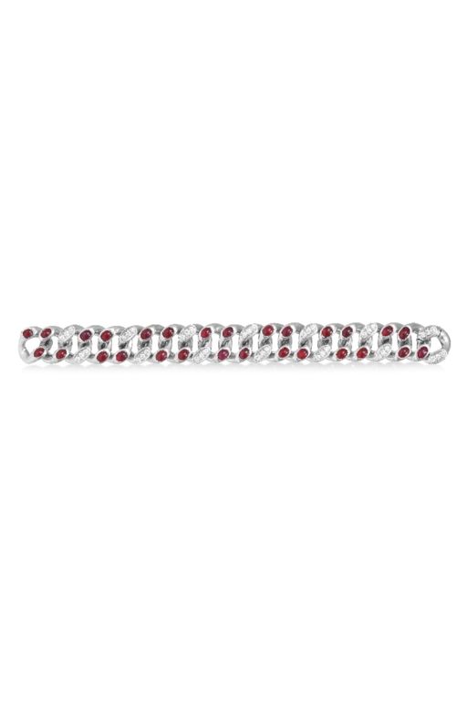18k White Gold Ruby and Diamond Link Bracelet