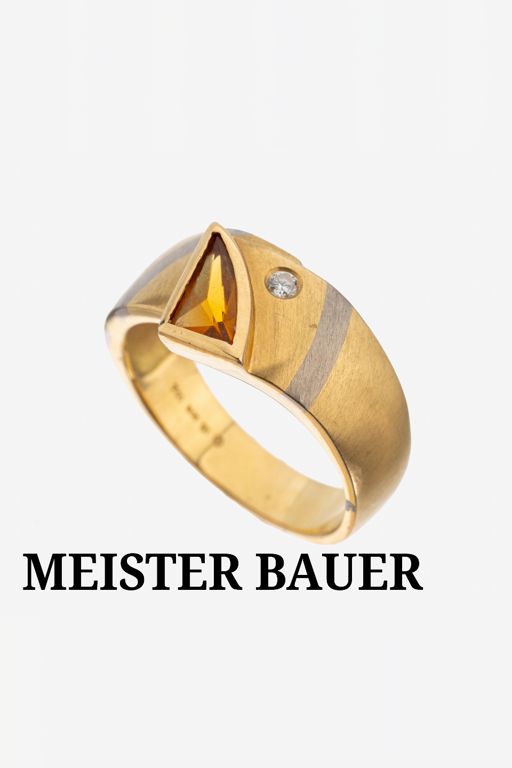 18k Gold Diamond and Citrine Ring