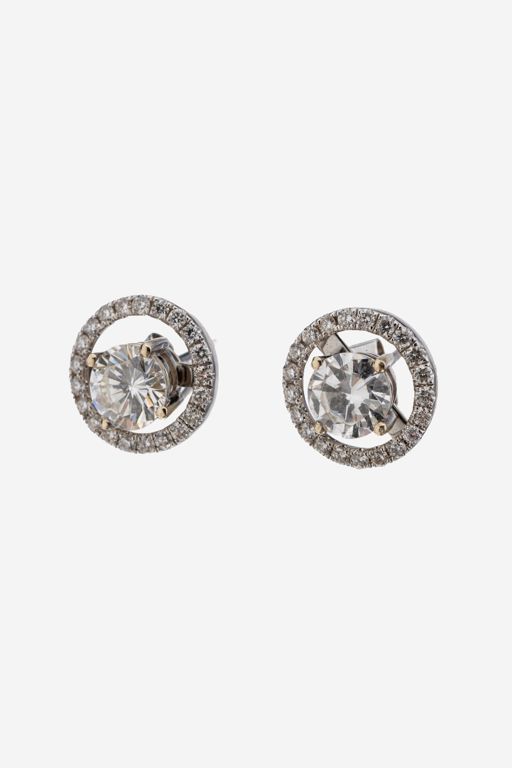 Pair of White Gold Diamond Earrings
