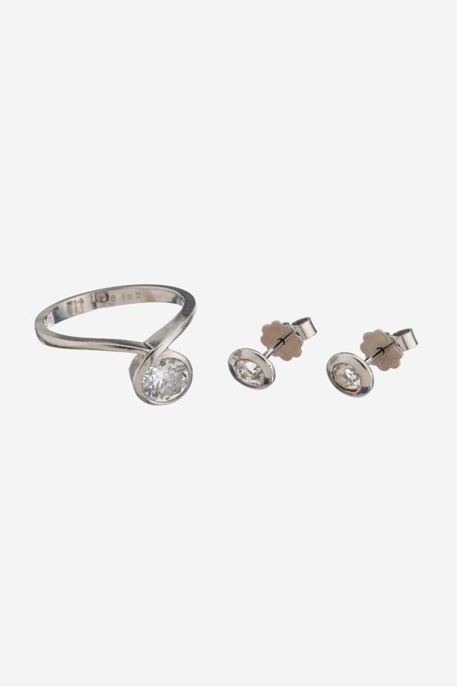 Platinum Diamond Ring and Earrings