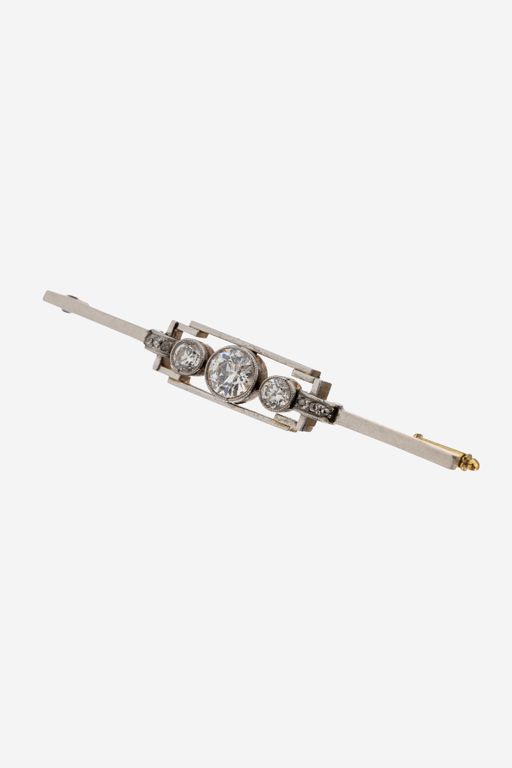 14k Gold and Platinum Diamond Brooch