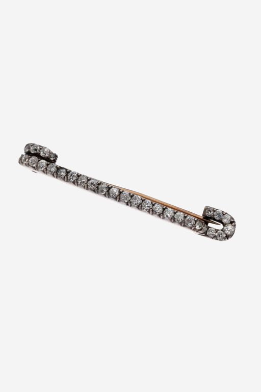14k Gold and Silver Diamond Brooch