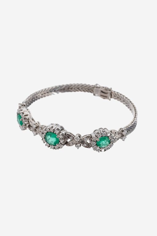18k Gold Emerald and Diamond Bracelet