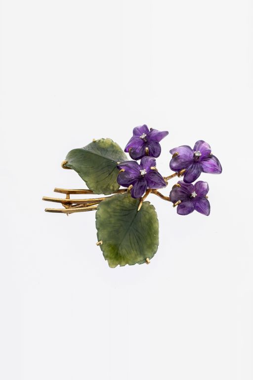 14k Gold Multi-Gem Brooch