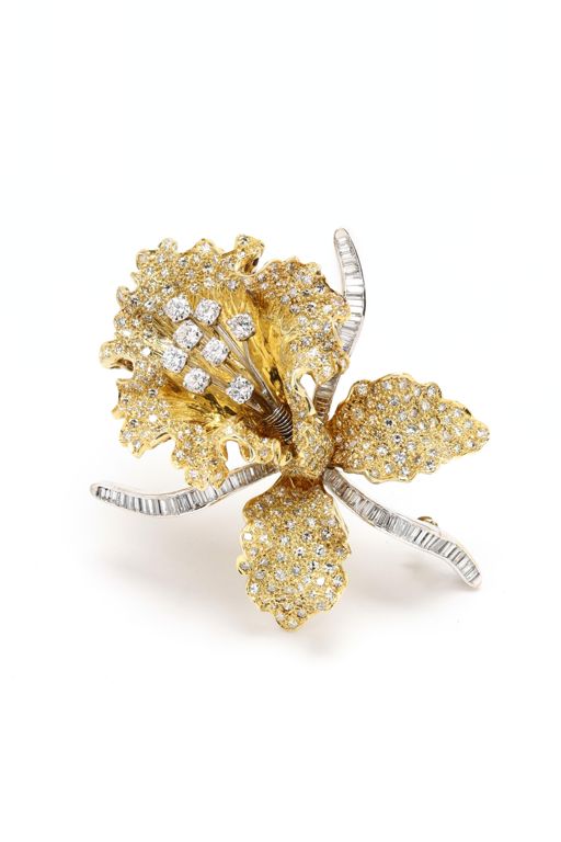 14k Gold Diamond Brooch