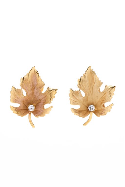 Pair of 14k Gold Diamond Earrings