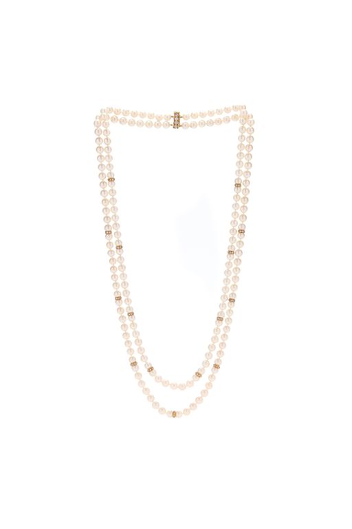 18k Gold Diamond and Pearl Necklace