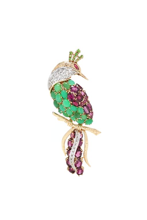 14k Gold Multi-Gem Brooch