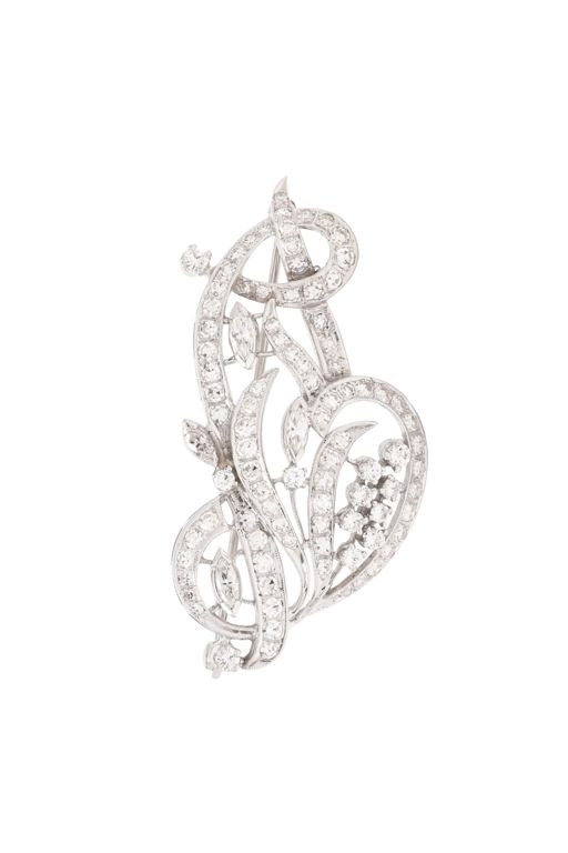 18k White Gold Diamond Brooch