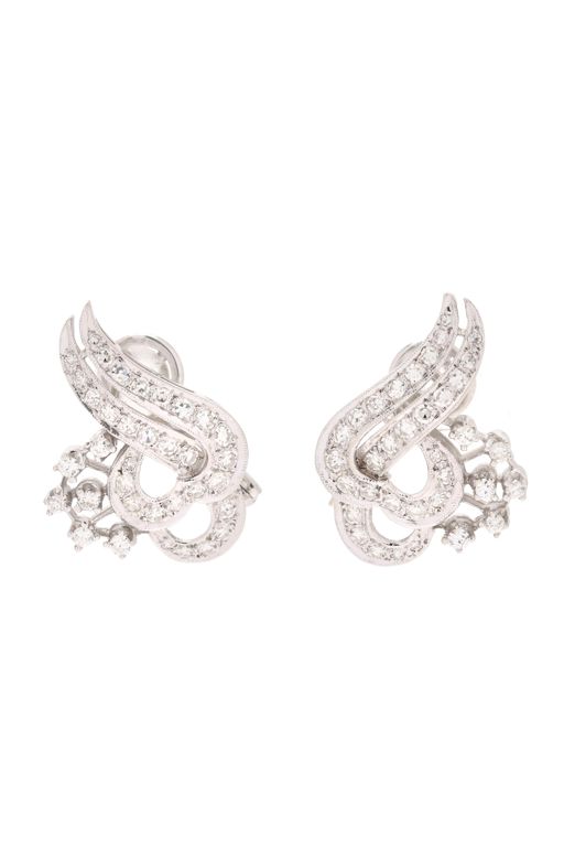 Pair of 14k White Gold Diamond Earrings
