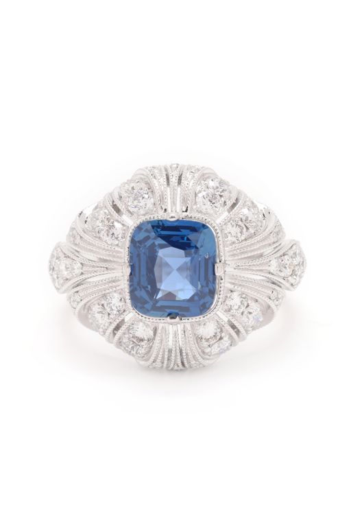 Platinum Sapphire and Diamond Ring