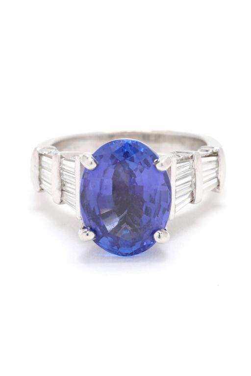 Platinum Tanzanite and Diamond Ring