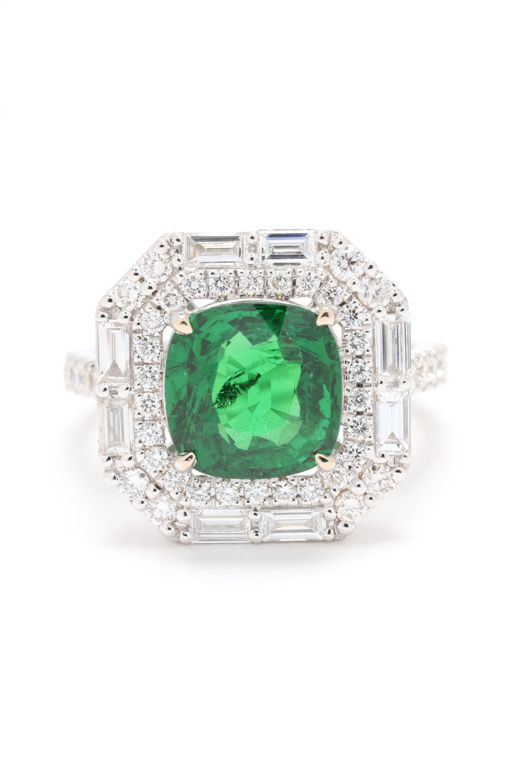 18k White Gold Tsavorite and Diamond Ring