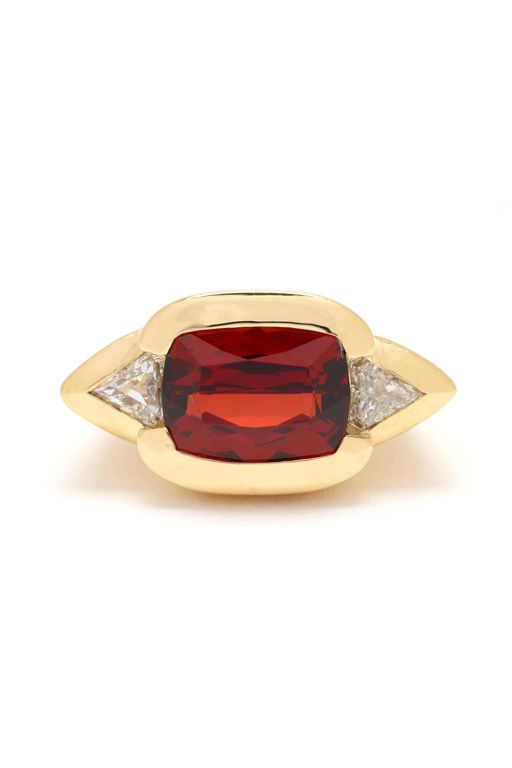 18k Gold Garnet and Diamond Ring
