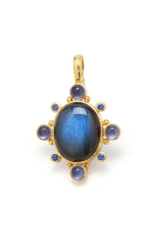 19k Gold Multi-Gem Pendant