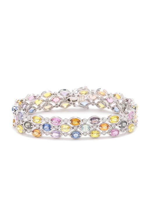 18k White Gold Sapphire and Diamond Bracelet