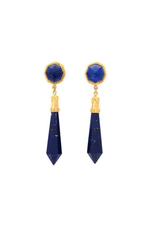 Pair of 18k Gold Lapis Lazuli Earrings