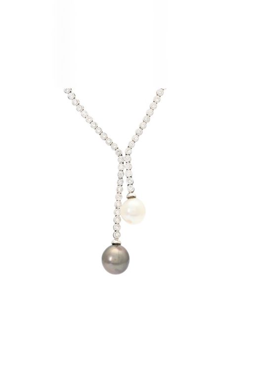 18k Gold Pearl and Diamond Necklace