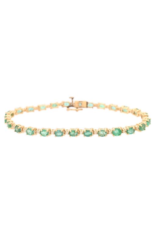 14k Gold Emerald and Diamond Bracelet