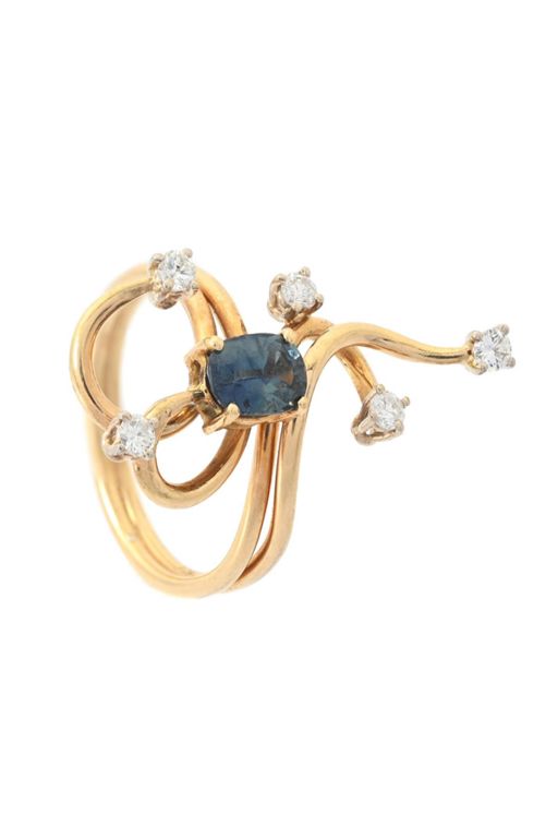 18k Gold Sapphire and Diamond Ring