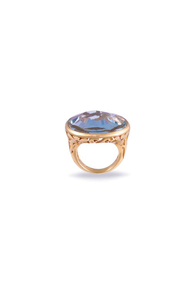 18k Gold Prasiolite "Arabesque" Ring