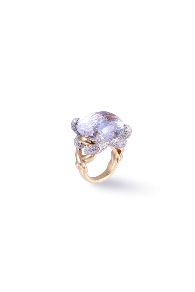 18k Gold Topaz and Diamond "Tango" Ring
