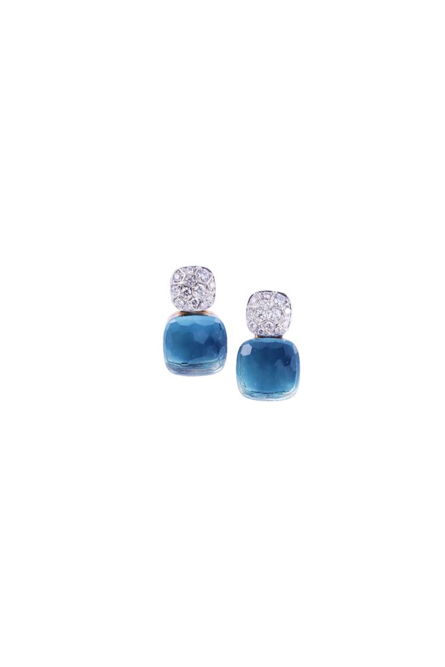 18k Gold Topaz and Diamond "Nudo Maxi" Earrings