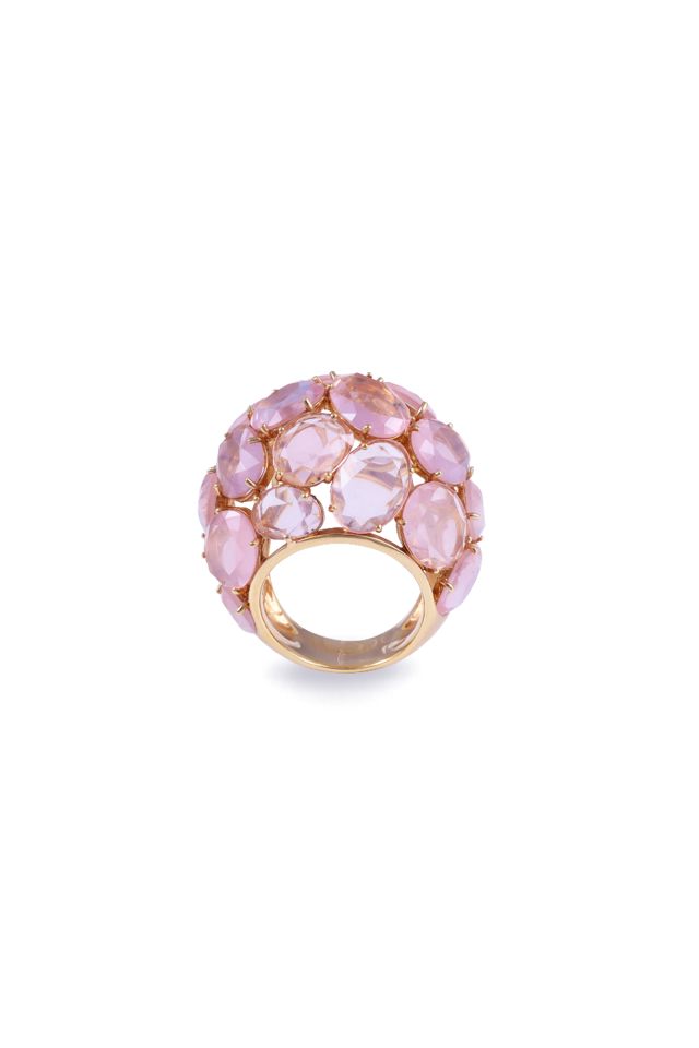 18k Gold Pink Quartz "Capri" Ring