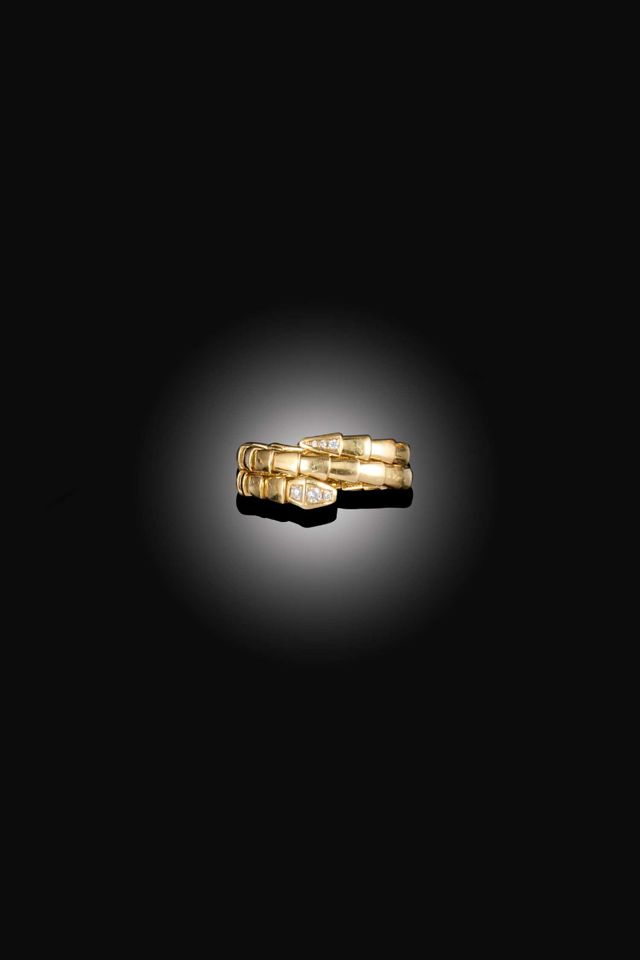Yellow Gold Diamond Snake Ring
