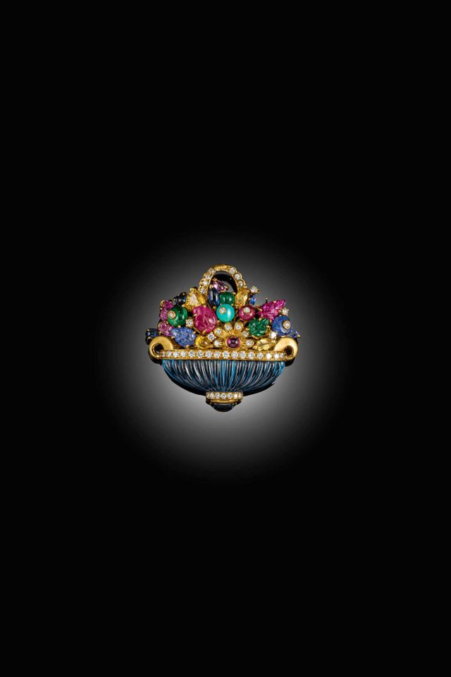 18k Yellow Gold Multi-Gem Giardinetto Brooch