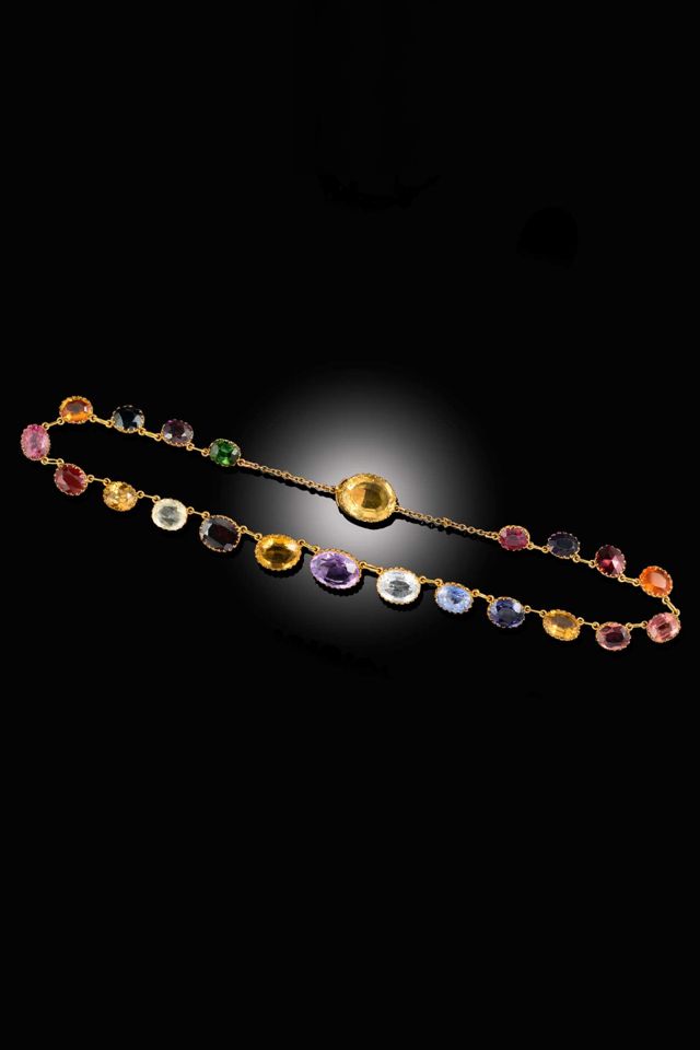 15k Yellow Gold Multi-Gem Rivière Necklace