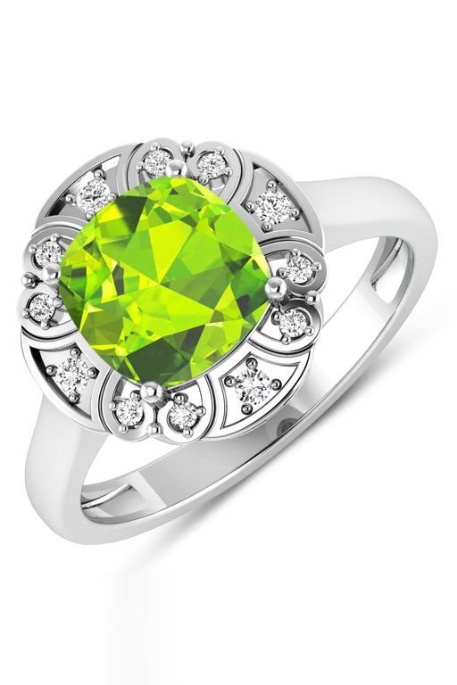 14k Gold Peridot and Diamond Ring