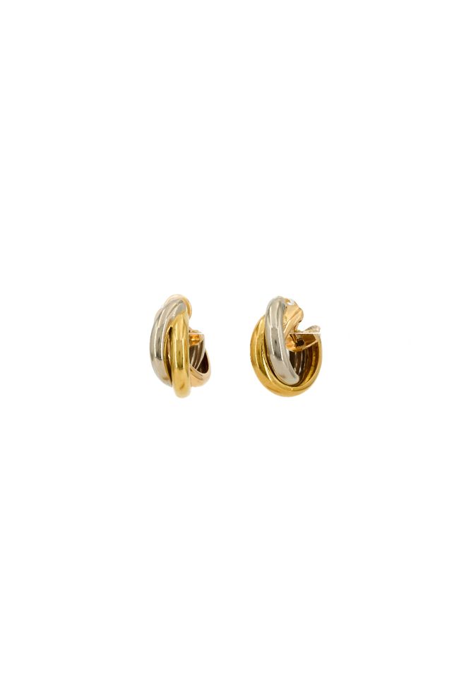 18k Yellow, Rose and White Gold Hoop Earrings