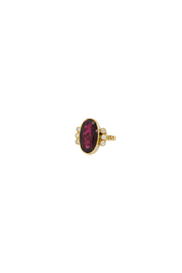 14k Yellow Gold Tourmaline and Diamond Ring
