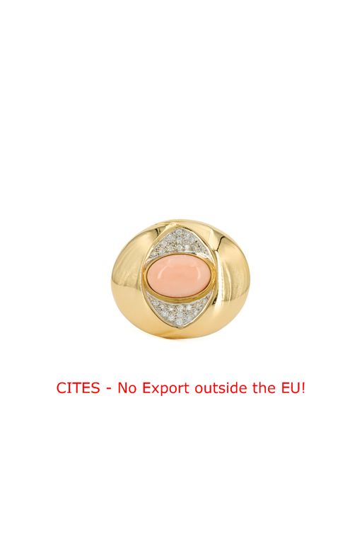 18k Gold Coral and Diamond Brooch/Pendant