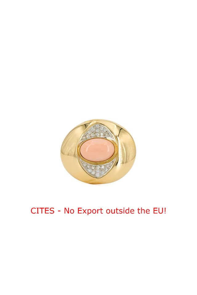 18k Gold Coral and Diamond Brooch/Pendant