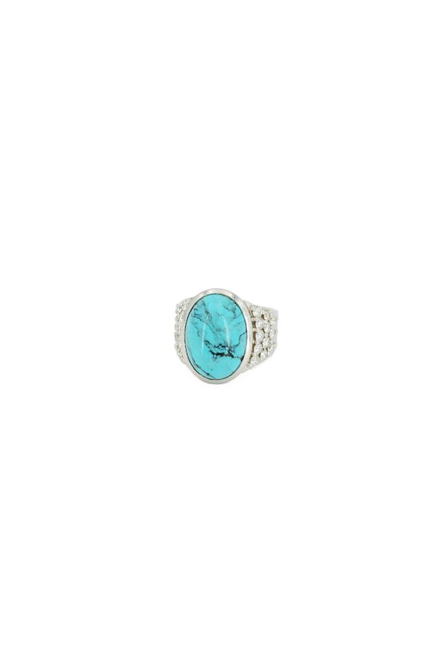 18k White Gold Turquoise and Diamond Ring