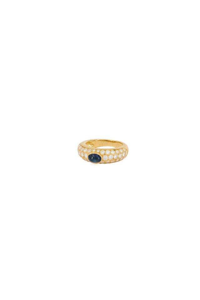 18k Yellow Gold Sapphire and Diamond Ring