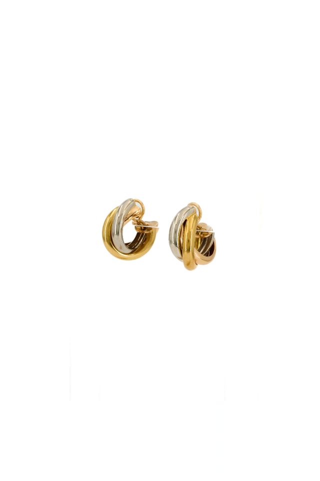 18k Yellow, Rose and White Gold Hoop Earrings