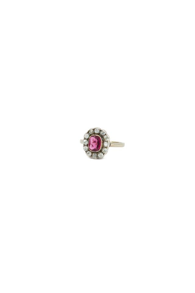 White Gold and Silver Tourmaline and Diamond Ring
