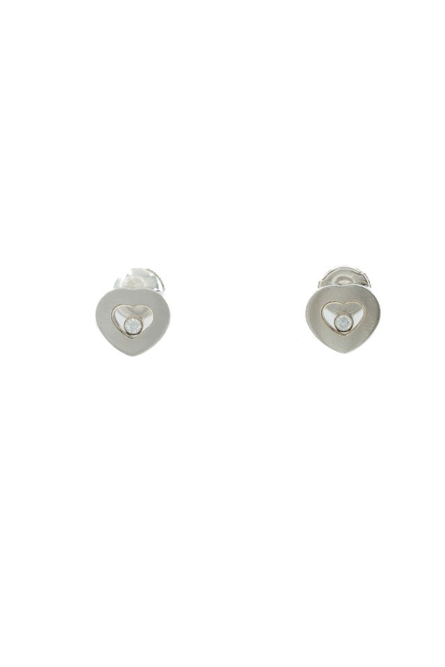 18k White Gold Diamond Heart Stud Earrings