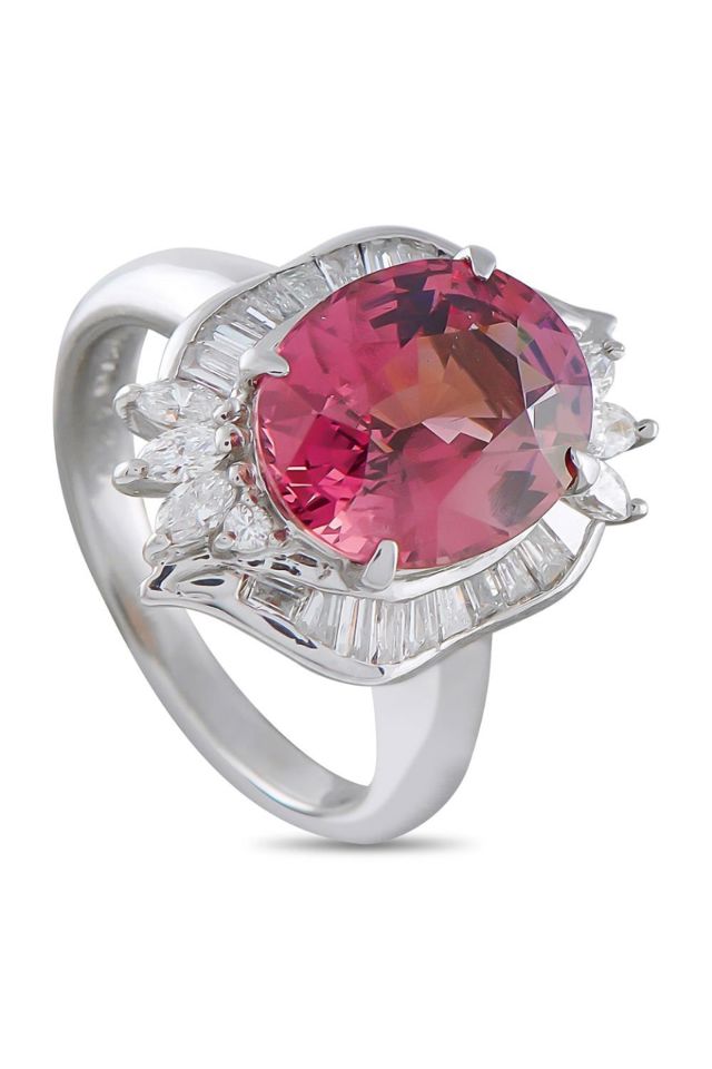 Platinum Diamond and Spinel Ring