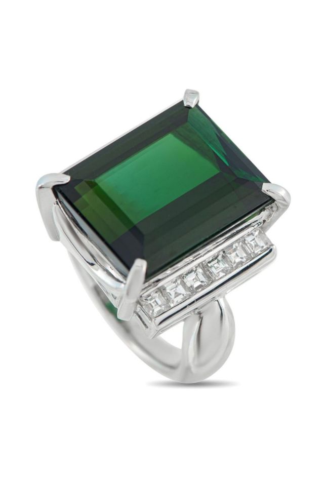 Platinum Tourmaline and Diamond Ring