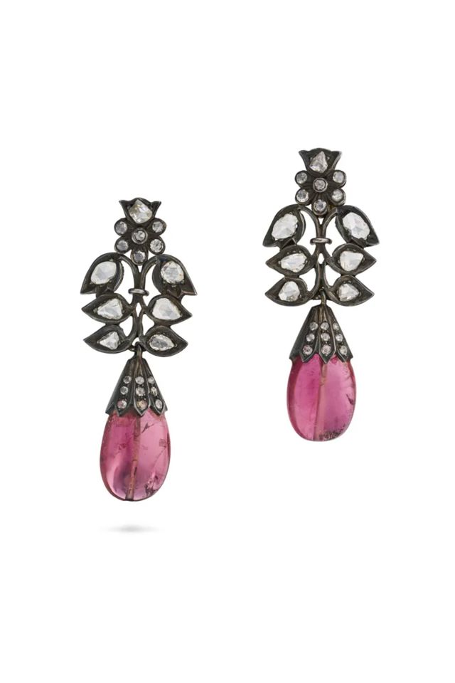 Pair of Tourmaline and Diamond Earrings