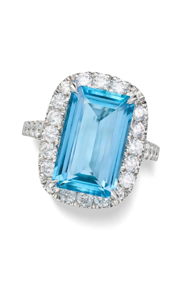 Aquamarine and Diamond Ring