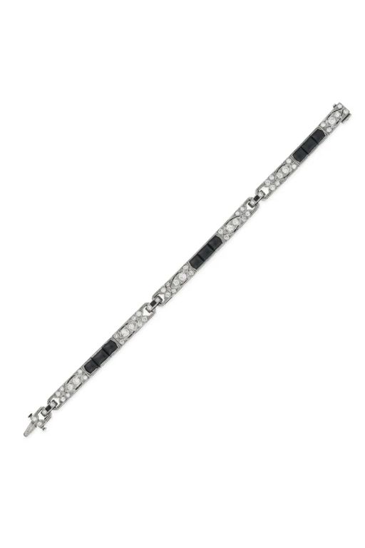 Platinum Onyx and Diamond Bracelet