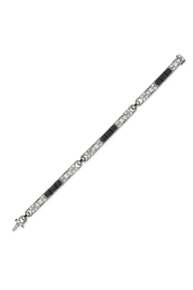 Platinum Onyx and Diamond Bracelet